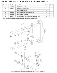 CENTER CASE PARTS: K/K-F, K-NL/K-NL-F, L/L-F EXIT DEVICES CENTER CASE PARTS: K/K-F, K-NL/K-NL-F, L/L-F EXIT DEVICES